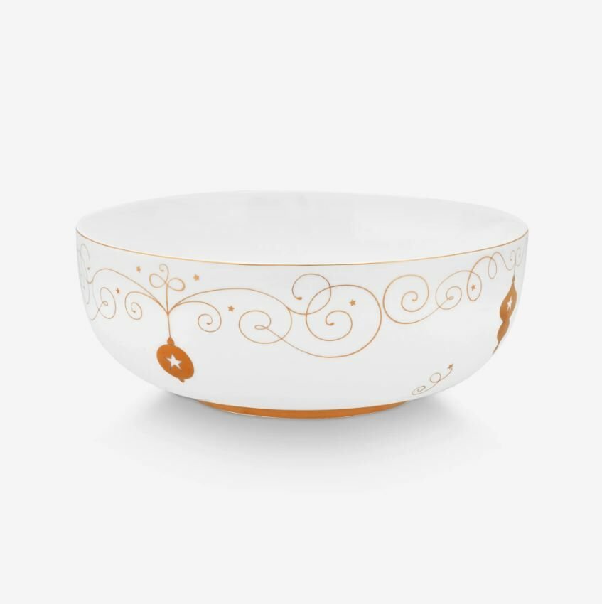 Beyaz Porselen Servis Kasesi 23 Cm Royal Gold White Collection by Pip Studio