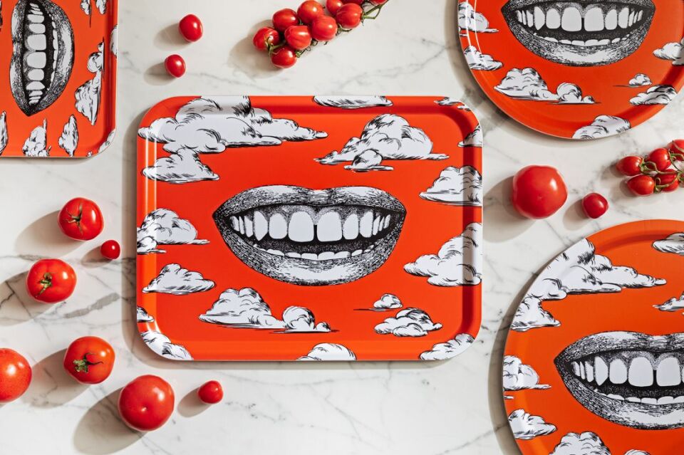 Fabulous Smile / red Tray 43x33cm