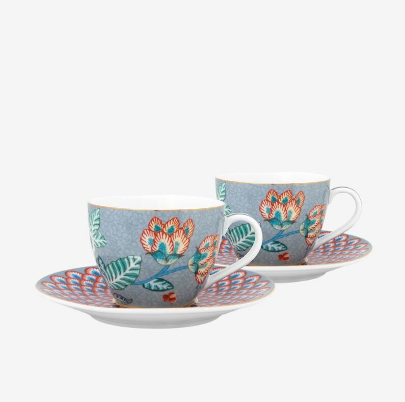 Mavi Porselen Kahve Fincan Seti 120 Ml Flower Festival Collection by Pip Studio