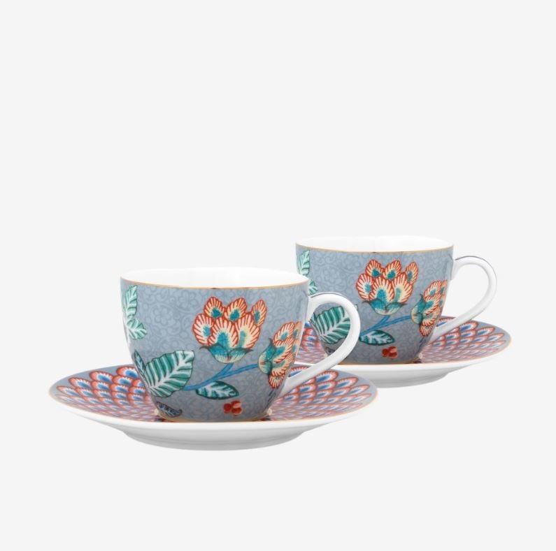 Mavi Porselen Kahve Fincan Seti 120 Ml Flower Festival Collection by Pip Studio