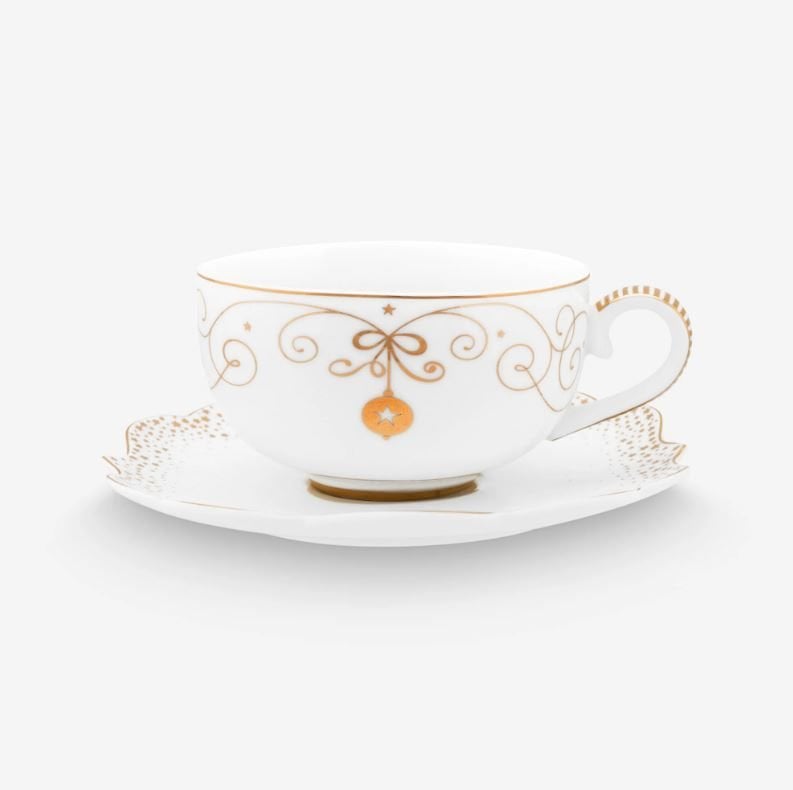 Beyaz Porselen Çay Fincanı 225 Ml Royal Gold White Collection by Pip Studio
