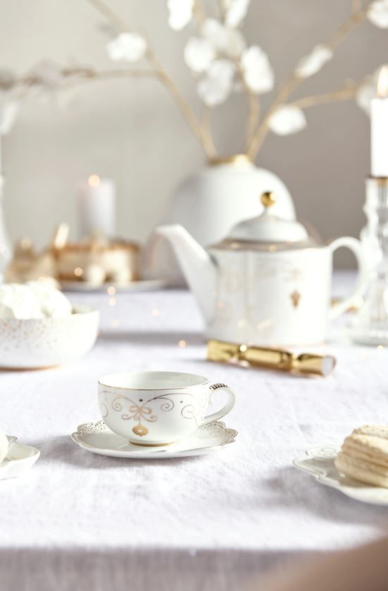 Beyaz Porselen Çay Fincanı 225 Ml Royal Gold White Collection by Pip Studio