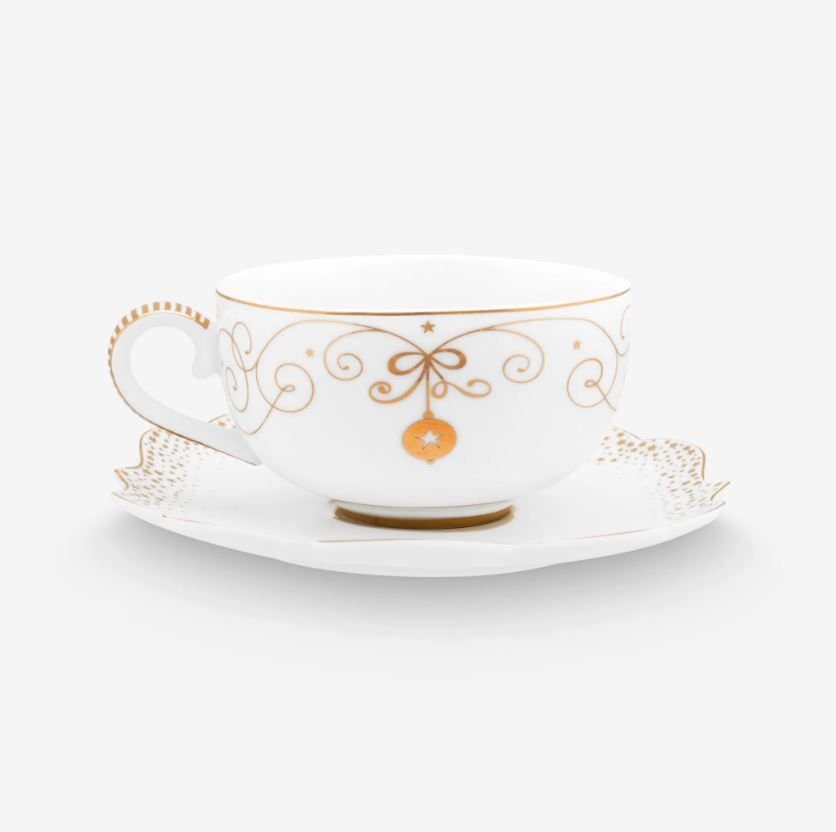 Beyaz Porselen Çay Fincanı 225 Ml Royal Gold White Collection by Pip Studio