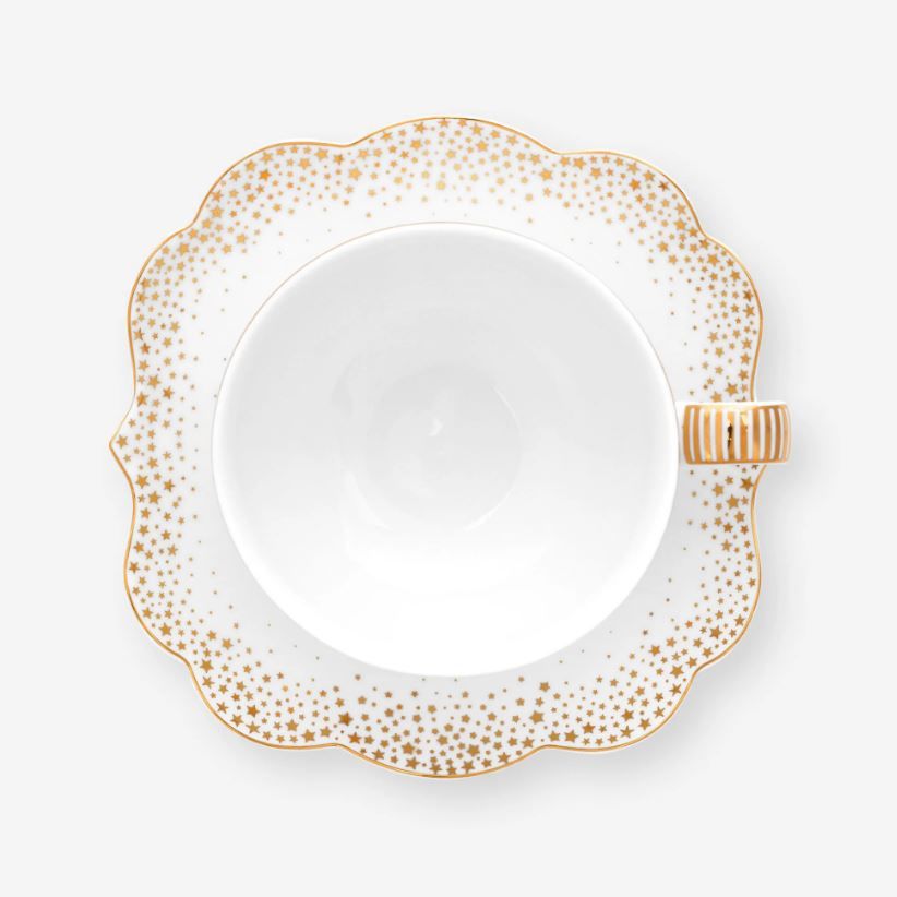 Beyaz Porselen Çay Fincanı 225 Ml Royal Gold White Collection by Pip Studio