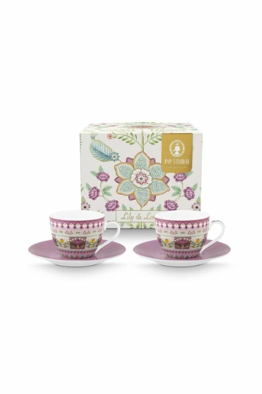 Mor Porselen Kahve Fincan Seti 120 Ml Lily & Lotus Collection by Pip Studio