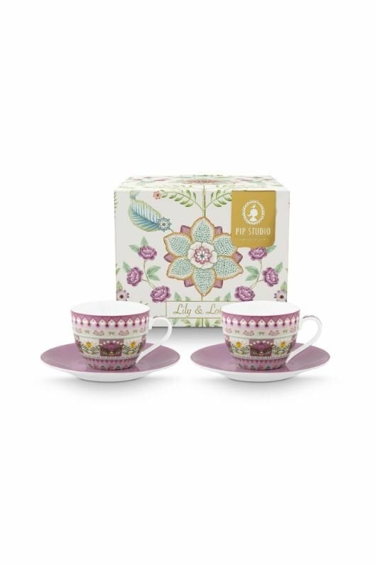 Mor Porselen Kahve Fincan Seti 120 Ml Lily & Lotus Collection by Pip Studio