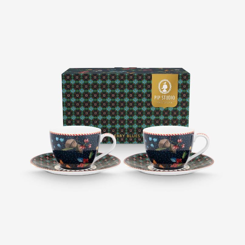 Mavi Porselen Kahve Fincan Seti 120 Ml Berry Blues Collection by Pip Studio