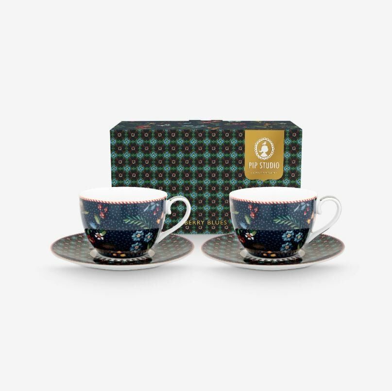 Mavi Porselen Çay Fincan Seti 280 Ml Berry Blues Collection by Pip Studio