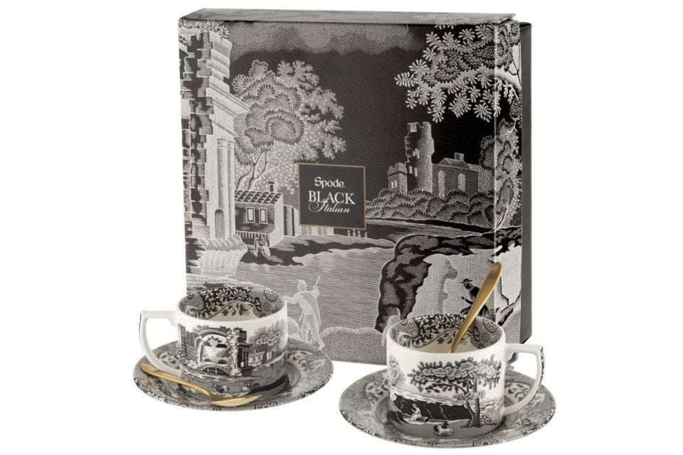 BLACK ITALIAN ÇAY FİNCAN+TAB 2 Lİ