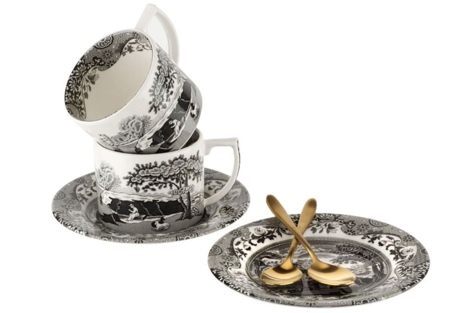 RW.BKI8761 BLACK ITALIAN ÇAY FİNCAN+TAB 2 Lİ