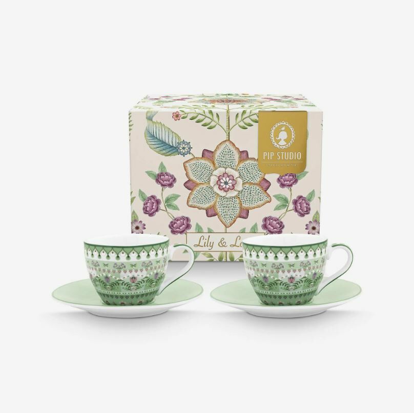 Yeşil Porselen Kahve Fincanı 120 Ml Lily & Lotus Collection by Pip Studio