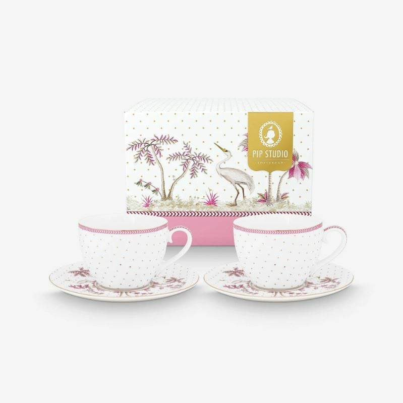 Beyaz Porselen Çay Fincan Seti 280 Ml Jolie Collection by Pip Studio