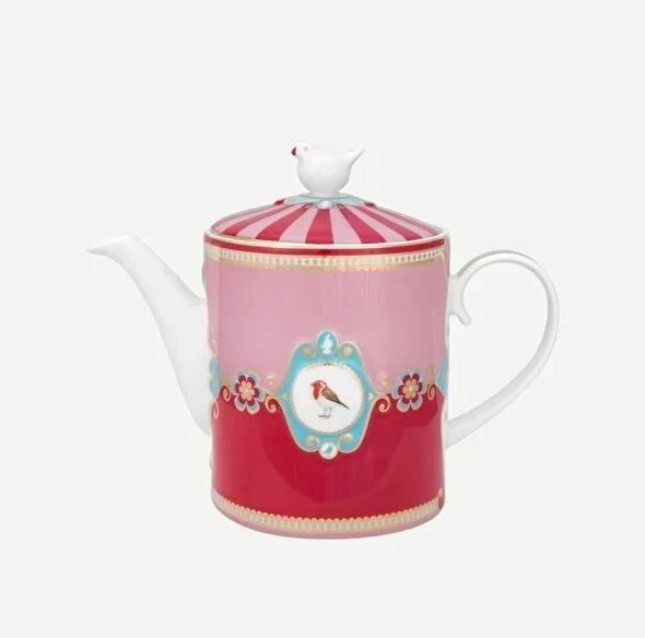 Kırmızı Pembe Porselen Demlik 1300 Ml Love Birds Collection by Pip Studio