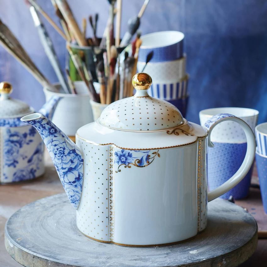 Mavi Beyaz Porselen Demlik 1600 Ml Royal White Collection by Pip Studio