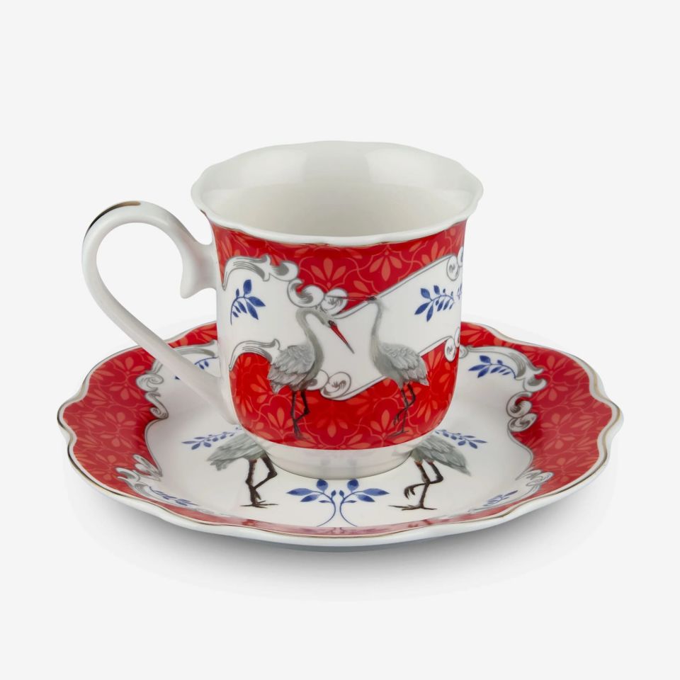 Kırmızı Porselen Kahve Fincan Seti 90 Ml Allure Collection by Chiara Alessi