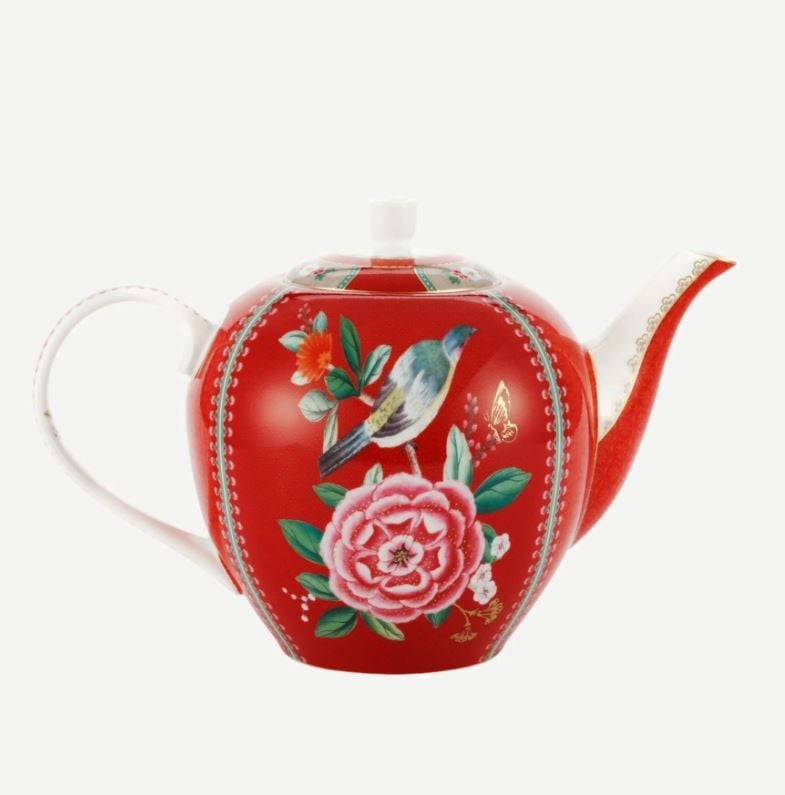 Kırmızı Porselen Demlik 1600 Ml Blushing Birds Collection by Pip Studio