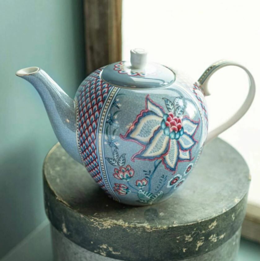 Mavi Porselen Demlik 1600 Ml Flower Festival Collection by Pip Studio