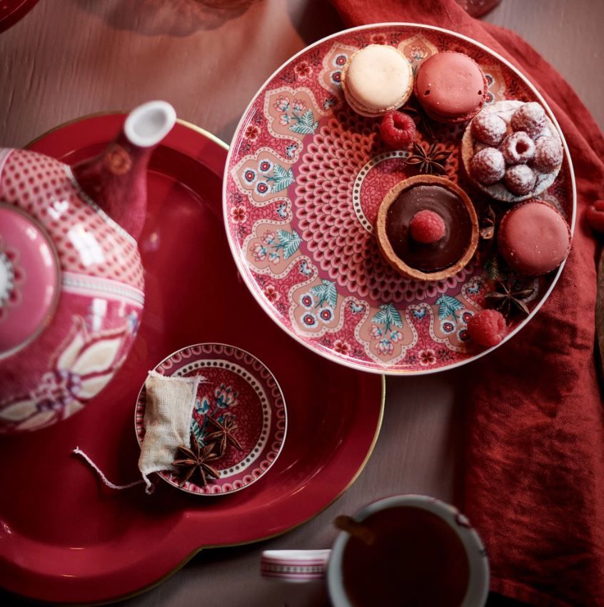 Kırmızı Porselen Demlik 1600 Ml Flower Festival Collection by Pip Studio