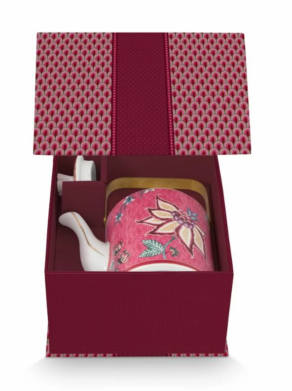 Kırmızı Porselen Demlik 1000 Ml Flower Festival Collection by Pip Studio