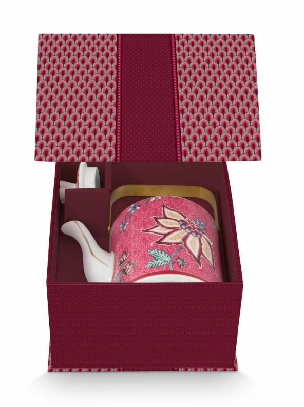 Kırmızı Porselen Demlik 1000 Ml Flower Festival Collection by Pip Studio