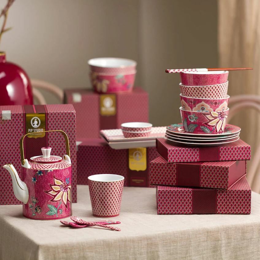 Kırmızı Porselen Demlik 1000 Ml Flower Festival Collection by Pip Studio