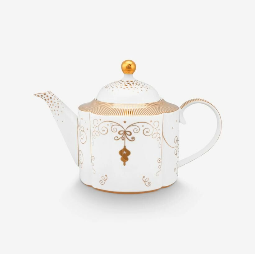 Beyaz Porselen Demlik 1650 Ml Royal Gold White Collection by Pip Studio