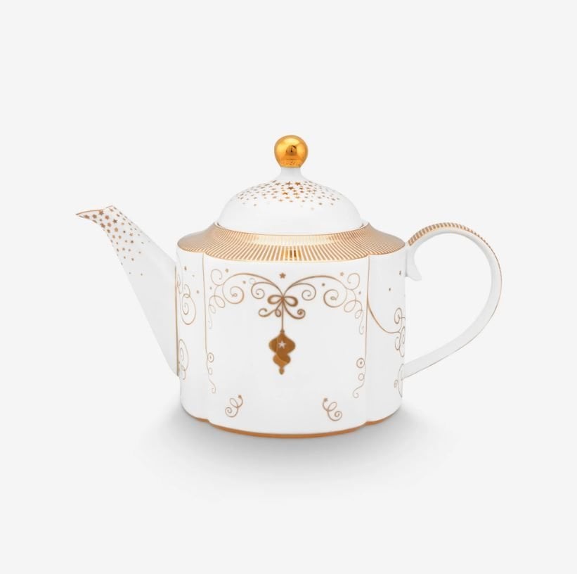 Beyaz Porselen Demlik 1650 Ml Royal Gold White Collection by Pip Studio