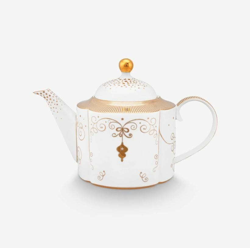 Beyaz Porselen Demlik 1650 Ml Royal Gold White Collection by Pip Studio