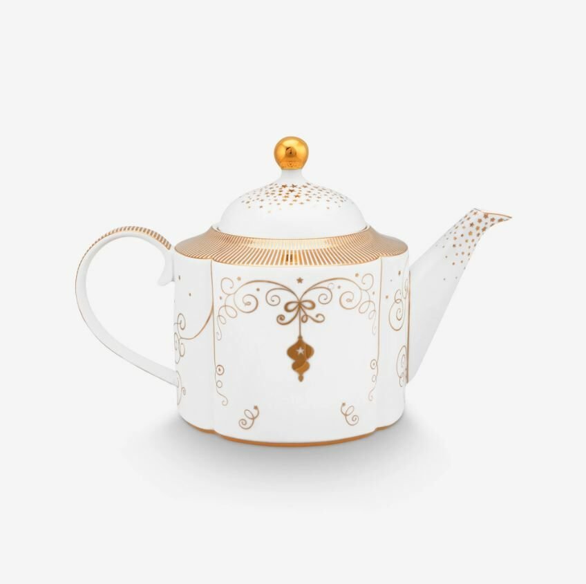 Beyaz Porselen Demlik 1650 Ml Royal Gold White Collection by Pip Studio