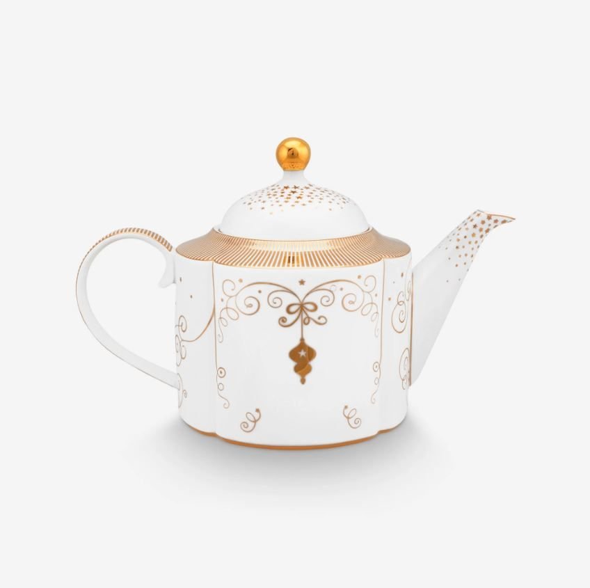 Beyaz Porselen Demlik 1650 Ml Royal Gold White Collection by Pip Studio