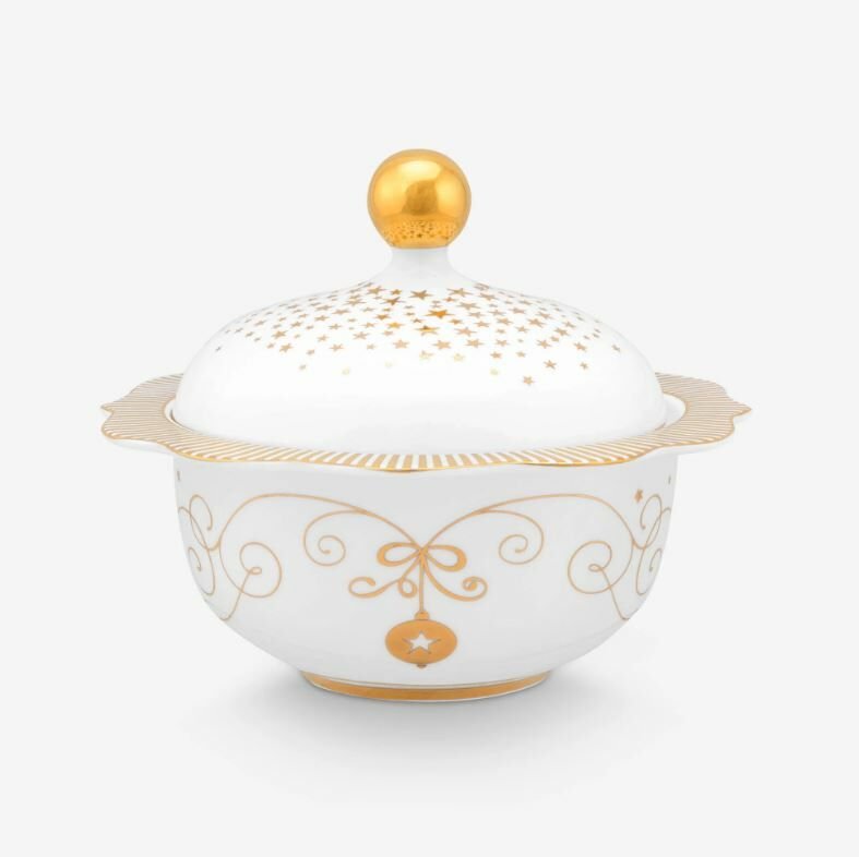 Beyaz Porselen Şekerlik 235 Ml Royal Gold White Collection by Pip Studio