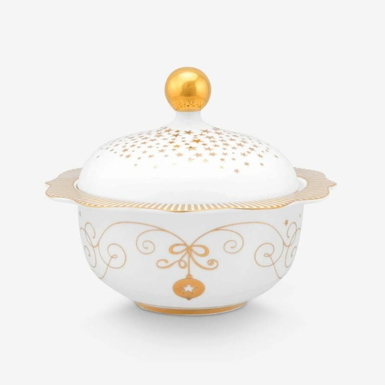 Beyaz Porselen Şekerlik 235 Ml Royal Gold White Collection by Pip Studio