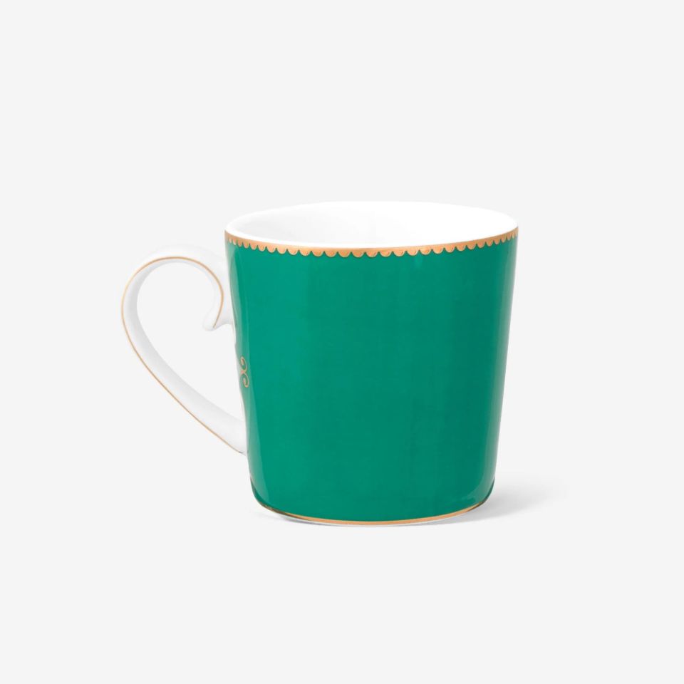 Love Birds Yeşil Madalyon Desenli  Küçük Mug 150 ml