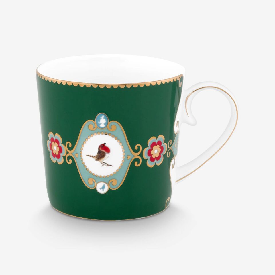 Koyu Yeşil Porselen Kupa 150 Ml Love Birds Collection by Pip Studio
