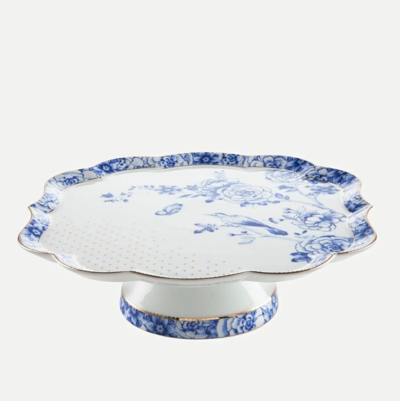 Mavi Beyaz Porselen Kek Standı 24 Cm Royal White Collection by Pip Studio