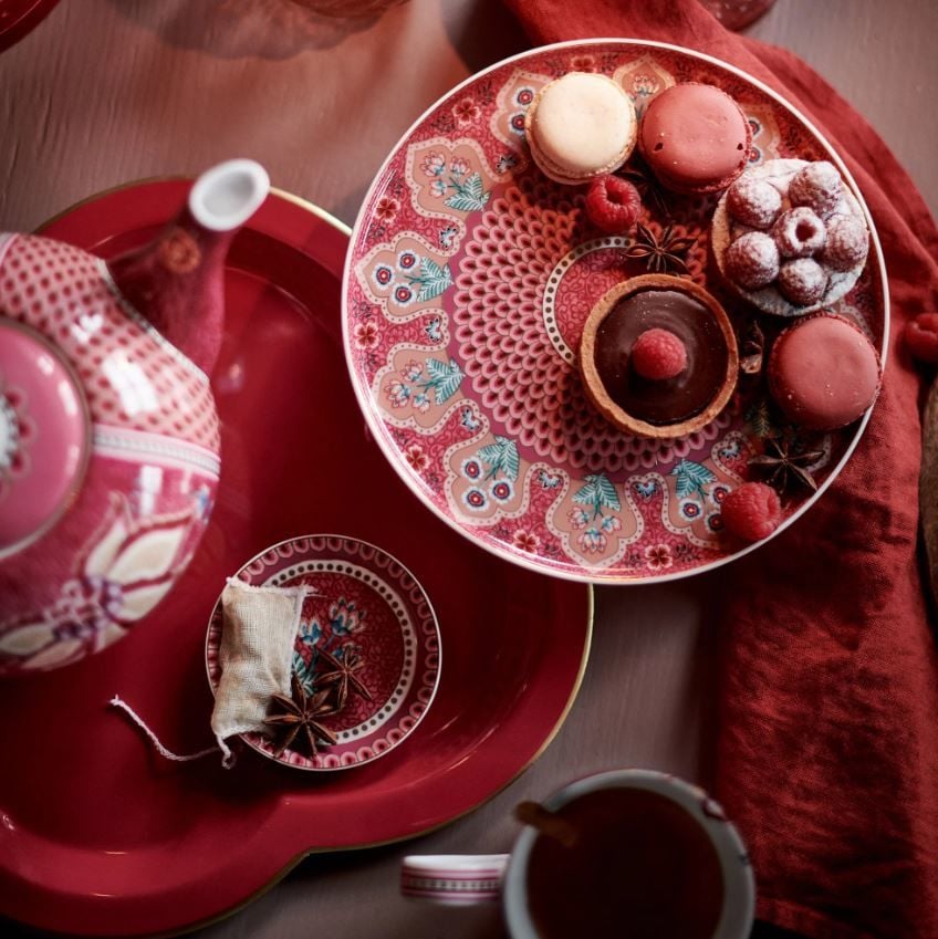 Kırmızı Porselen Kek Standı 21 Cm Flower Festival Collection by Pip Studio