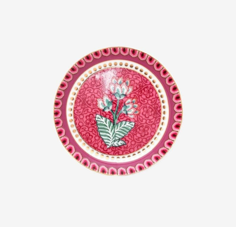 Kırmızı Porselen Çay Tabağı 9 Cm Flower Festival Collection by Pip Studio