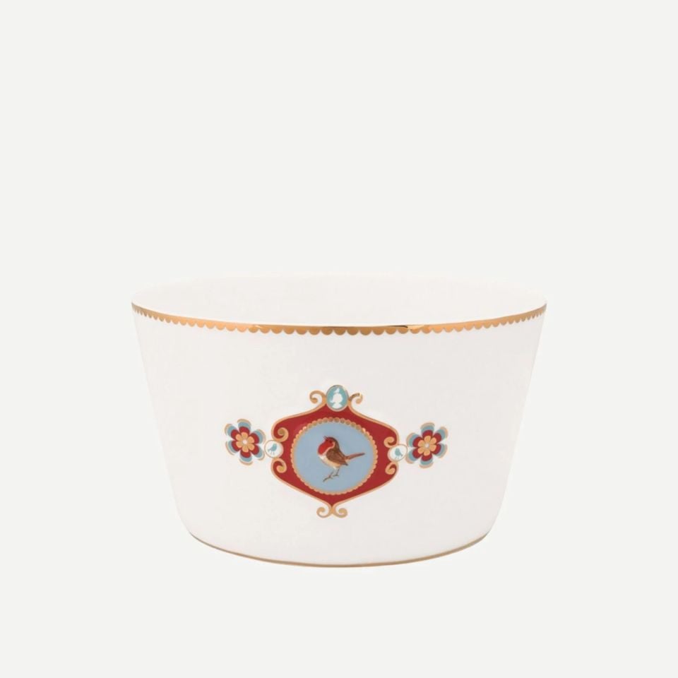 Love Birds Beyaz Madalyon Desenli Kase 15 cm