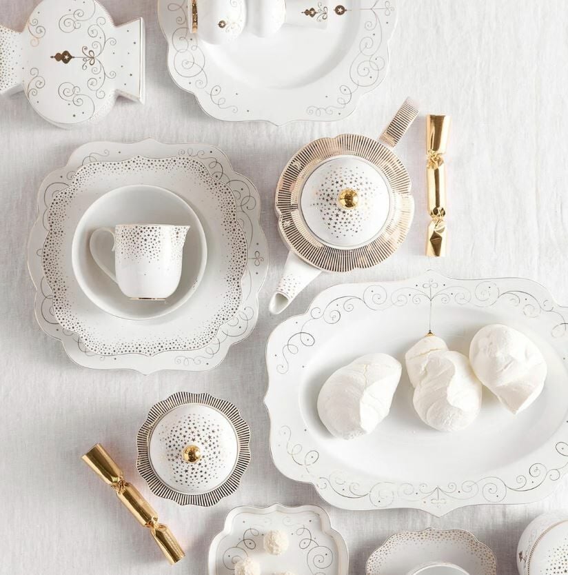 Beyaz Porselen Çay Tabağı 10 Cm Royal Gold White Collection by Pip Studio