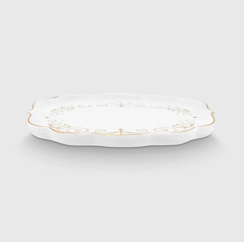 Beyaz Porselen Çay Tabağı 10 Cm Royal Gold White Collection by Pip Studio