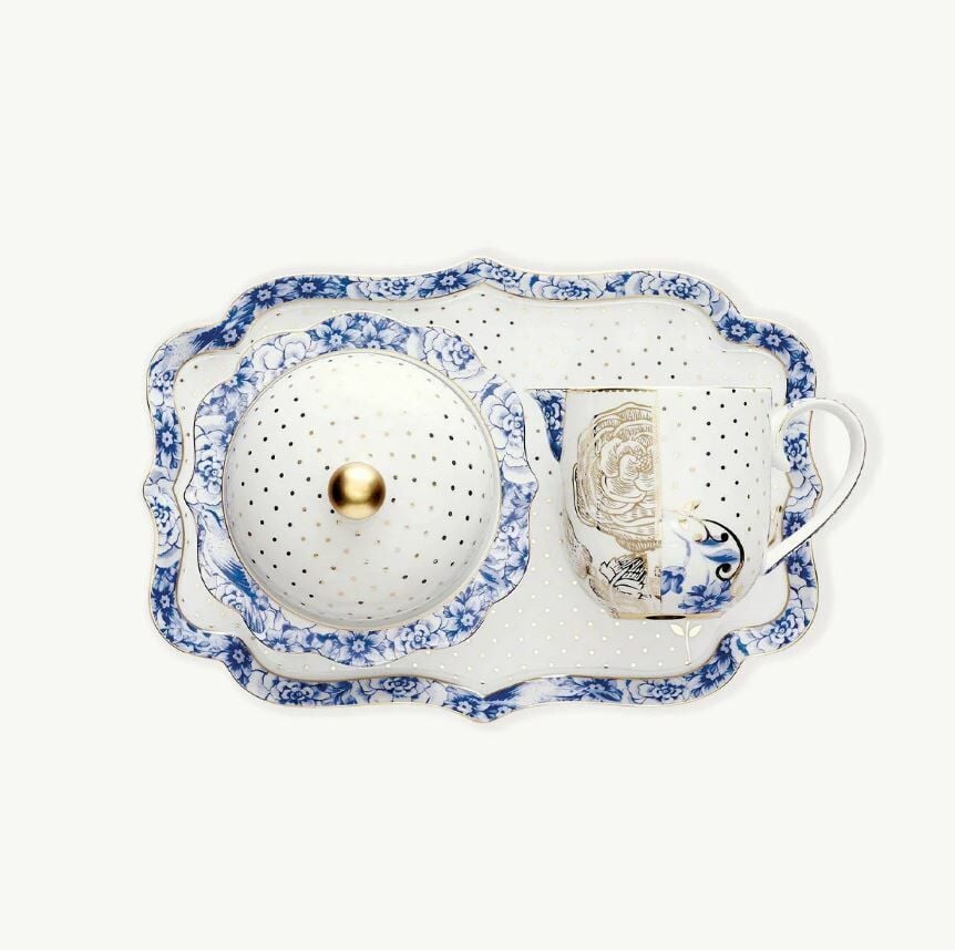 Mavi Beyaz Porselen Tepsi 26 Cm Royal White Collection by Pip Studio