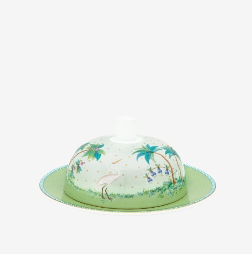 Yeşil Porselen Tereyağlık 17 Cm Jolie Collection by Pip Studio