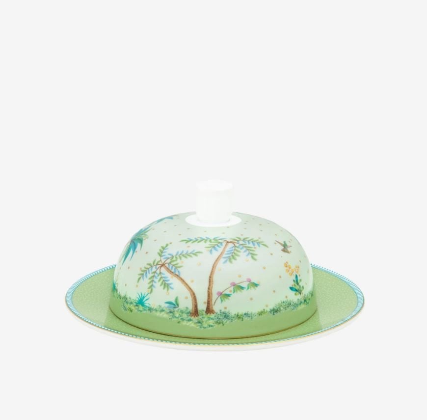 Yeşil Porselen Tereyağlık 17 Cm Jolie Collection by Pip Studio
