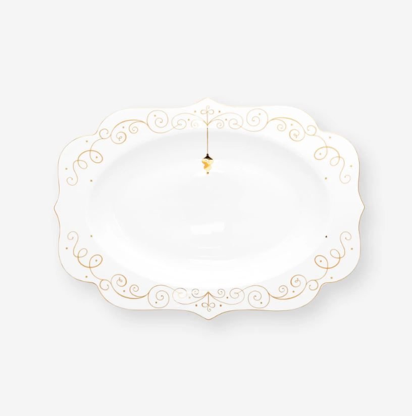 Beyaz Porselen Servis Tabağı 40 Cm Royal Gold White Collection by Pip Studio