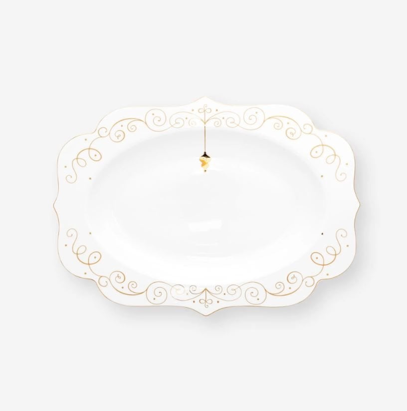 Beyaz Porselen Servis Tabağı 40 Cm Royal Gold White Collection by Pip Studio