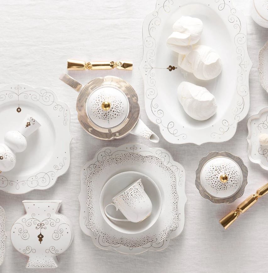 Beyaz Porselen Servis Tabağı 40 Cm Royal Gold White Collection by Pip Studio