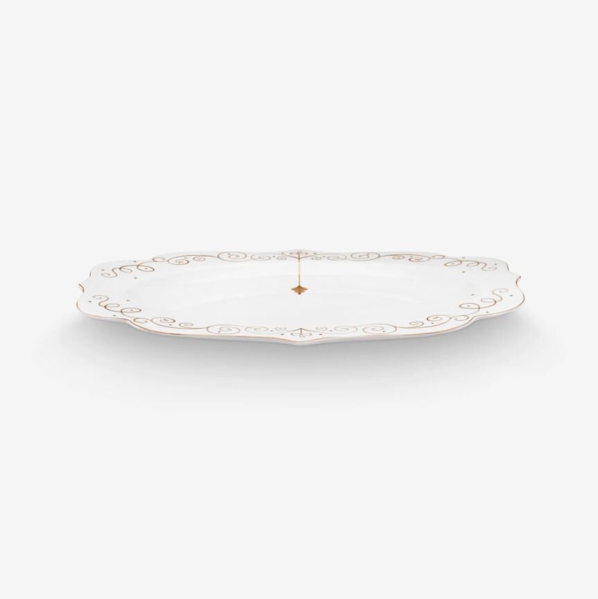 Beyaz Porselen Servis Tabağı 40 Cm Royal Gold White Collection by Pip Studio
