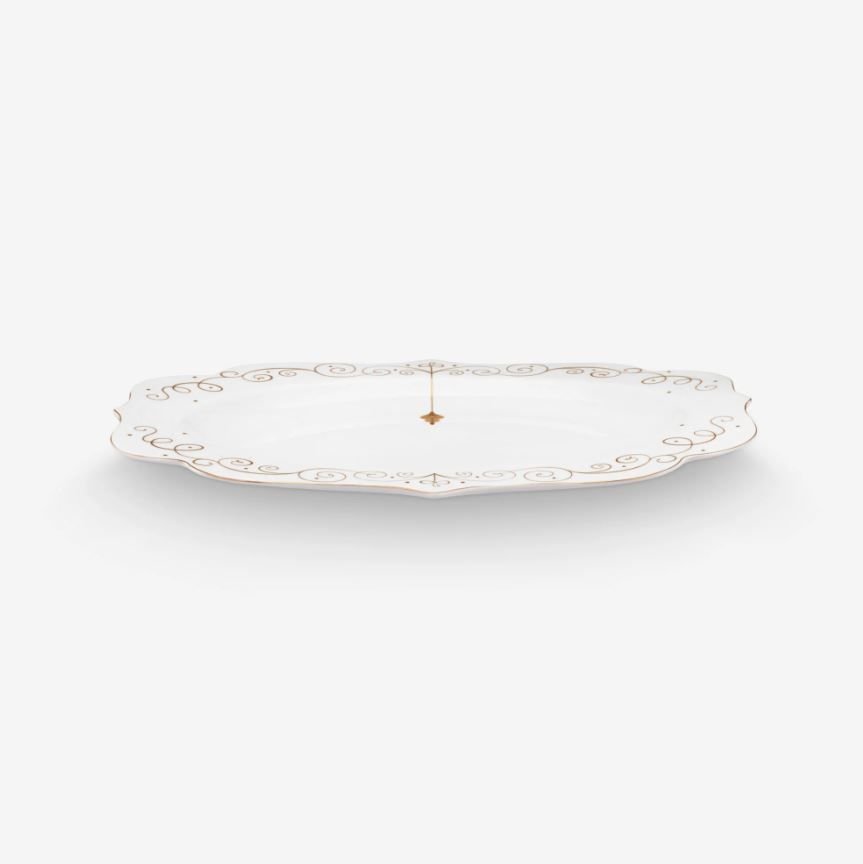 Beyaz Porselen Servis Tabağı 40 Cm Royal Gold White Collection by Pip Studio