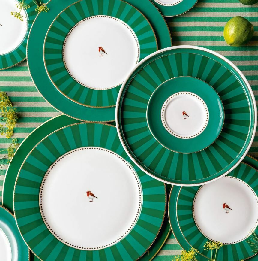 Yeşil Porselen Kek Standı 24 Cm Love Birds Collection by Pip Studio