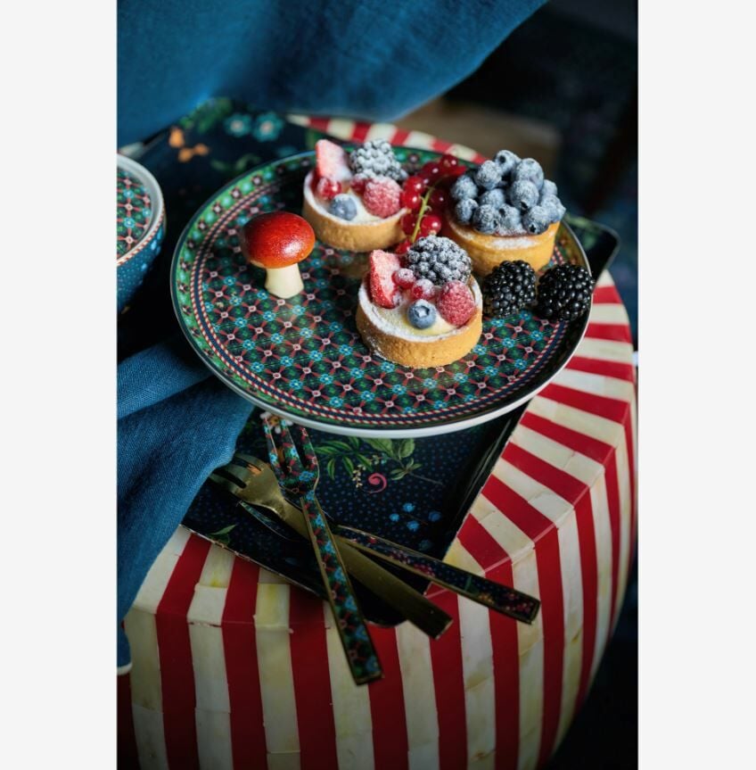 Yeşil Porselen Kek Standı 21 Cm Berry Blues Collection by Pip Studio